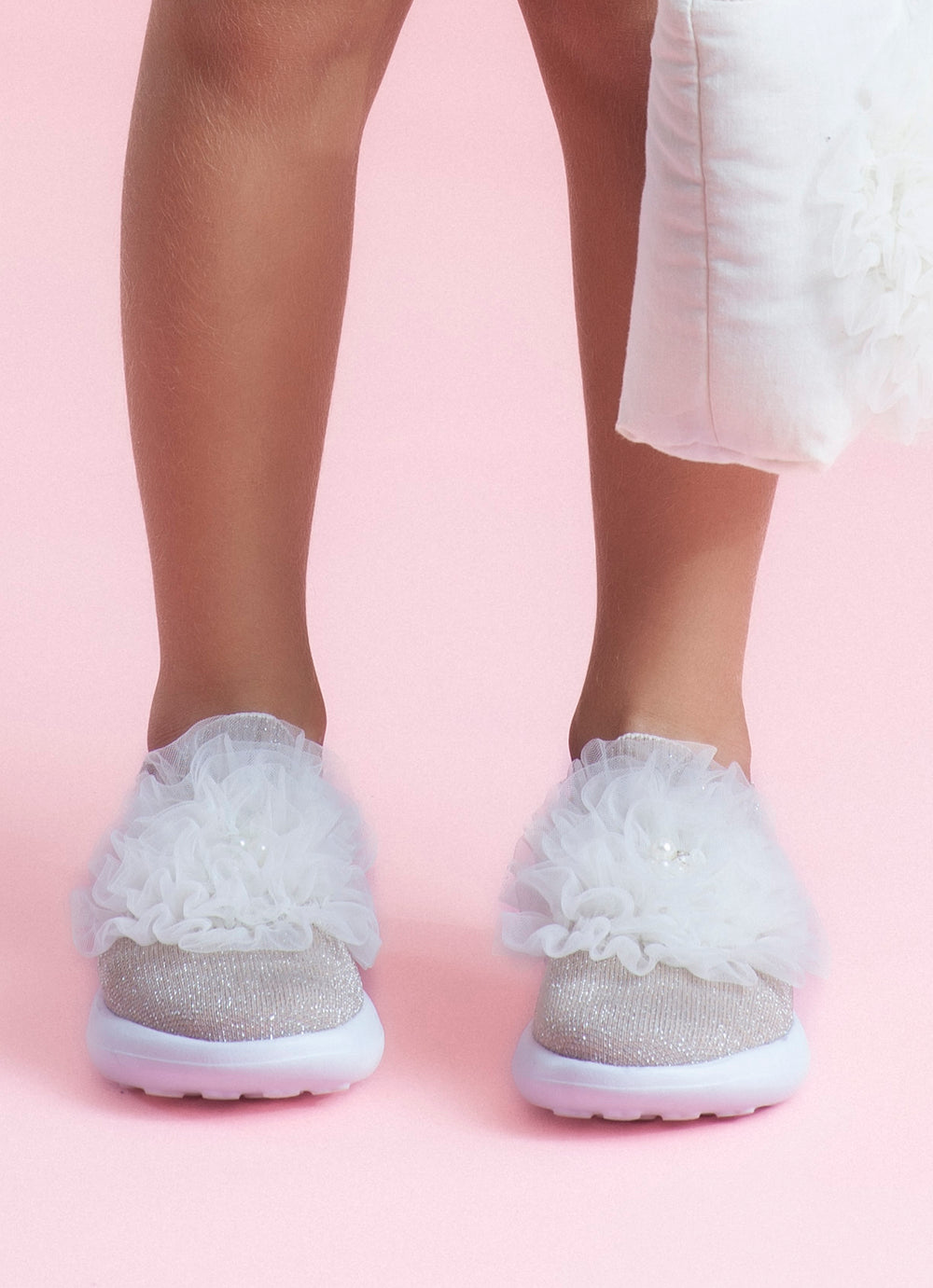 Tênis Knit Flor Tule Bordados