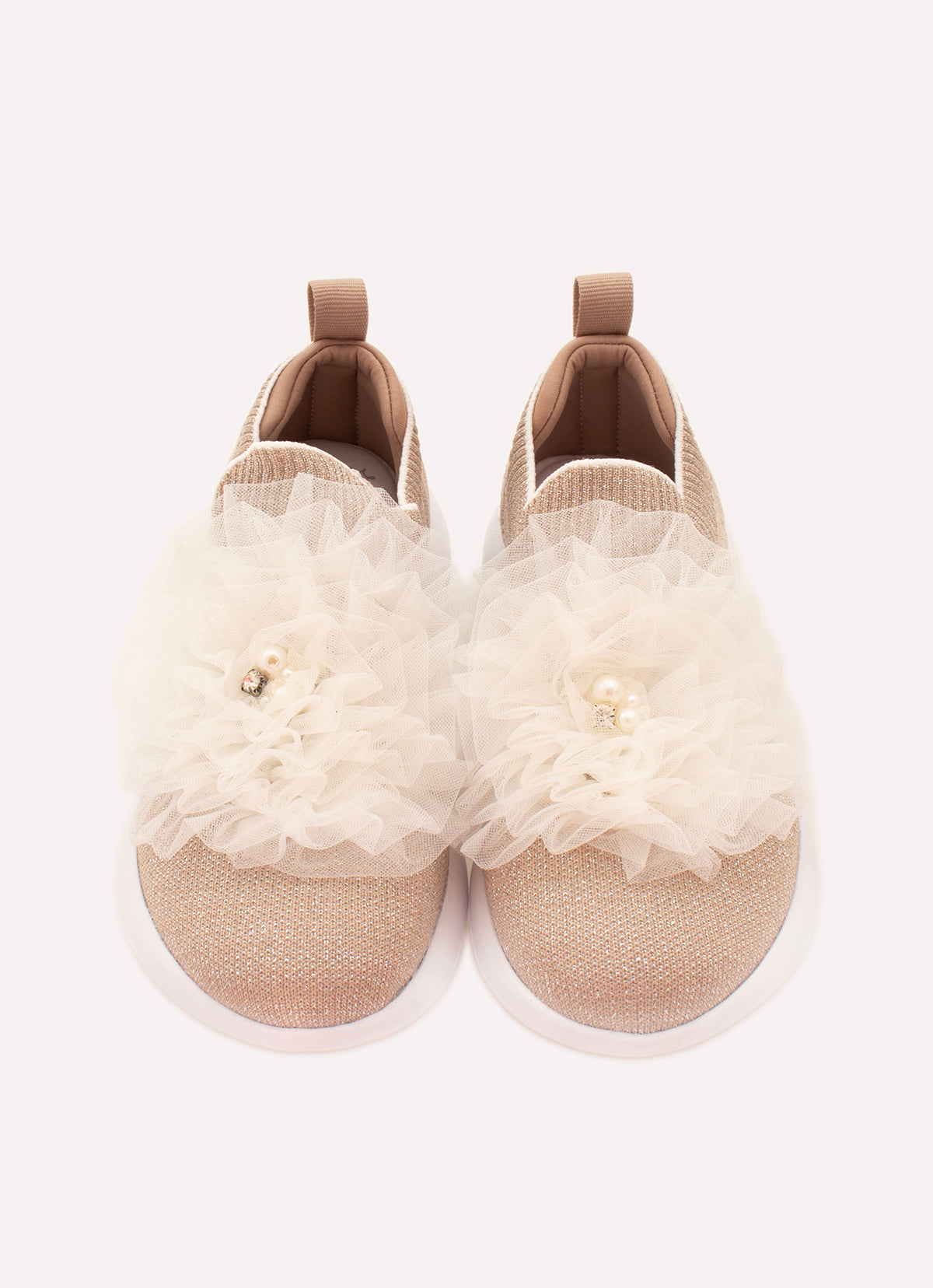 Tênis Knit Flor Tule Bordados