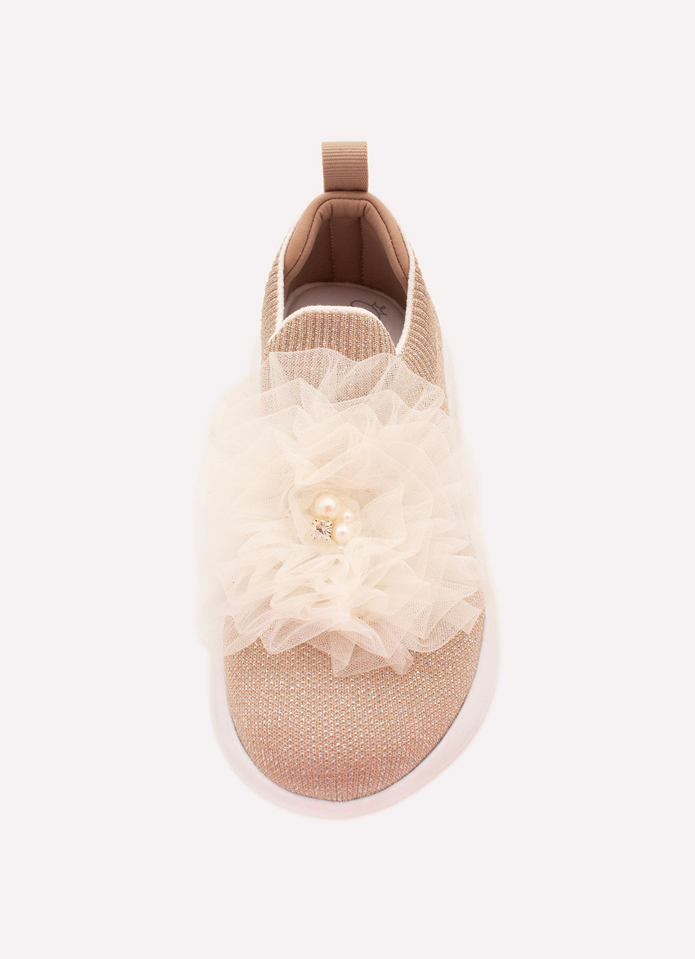 Tênis Knit Flor Tule Bordados
