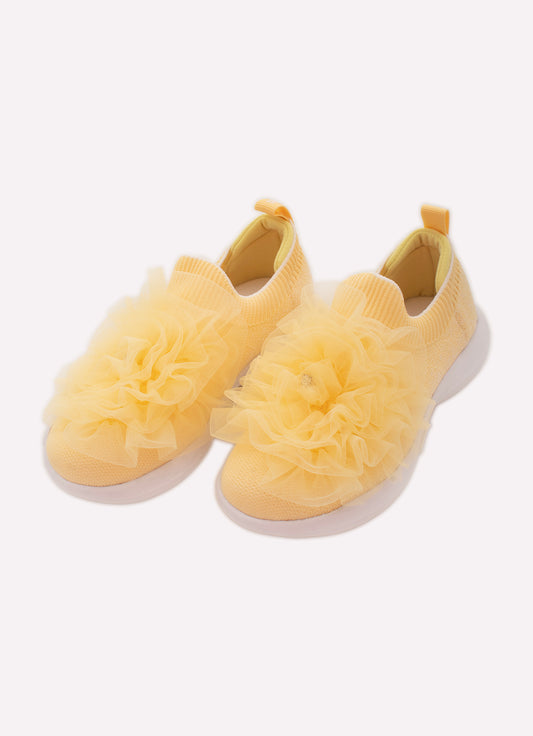 Tênis Knit Flor Tule Bordados