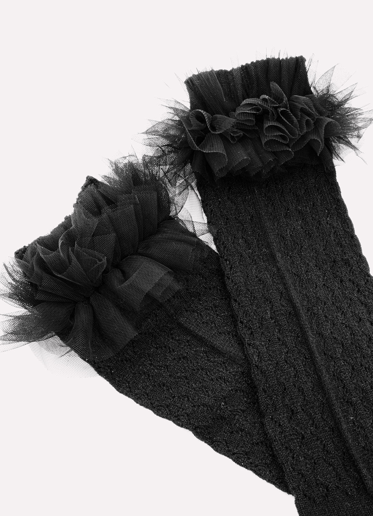 Meia Tricot Frufru Tule