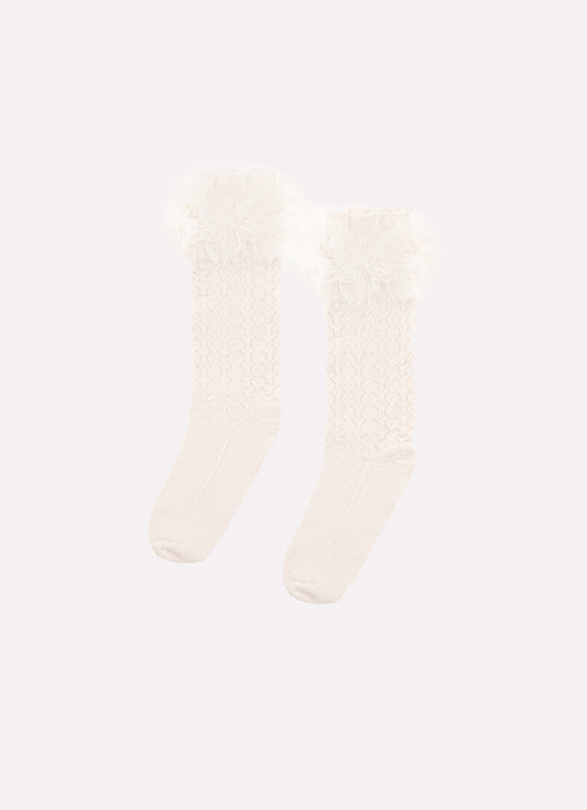 Meia Tricot Frufru Tule