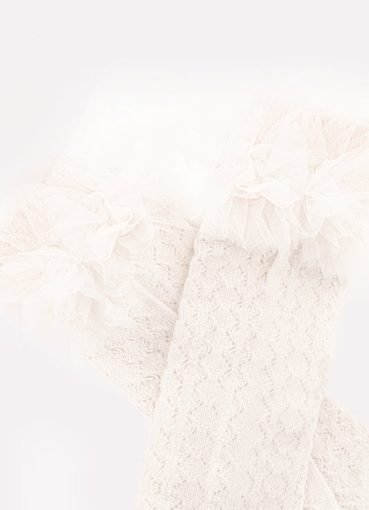 Meia Tricot Frufru Tule