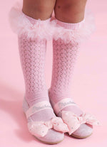Meia Tricot Frufru Tule
