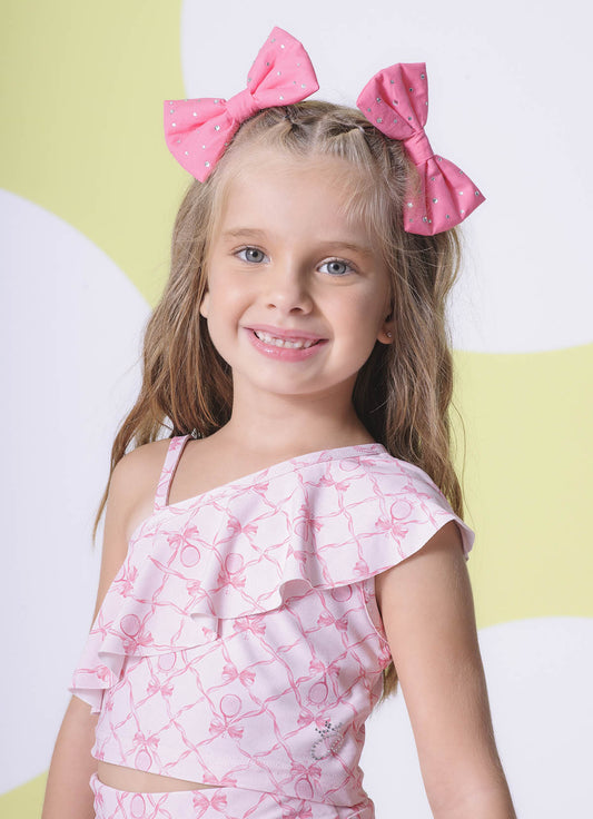 Presilha Laço Tricoline Duas Unidades Rosa Pink