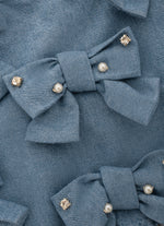 Blusa Cropped Jeans Fino Laços Bordados