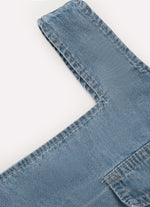 Blusa Cropped Jeans Fino Lapelas Botões Joia