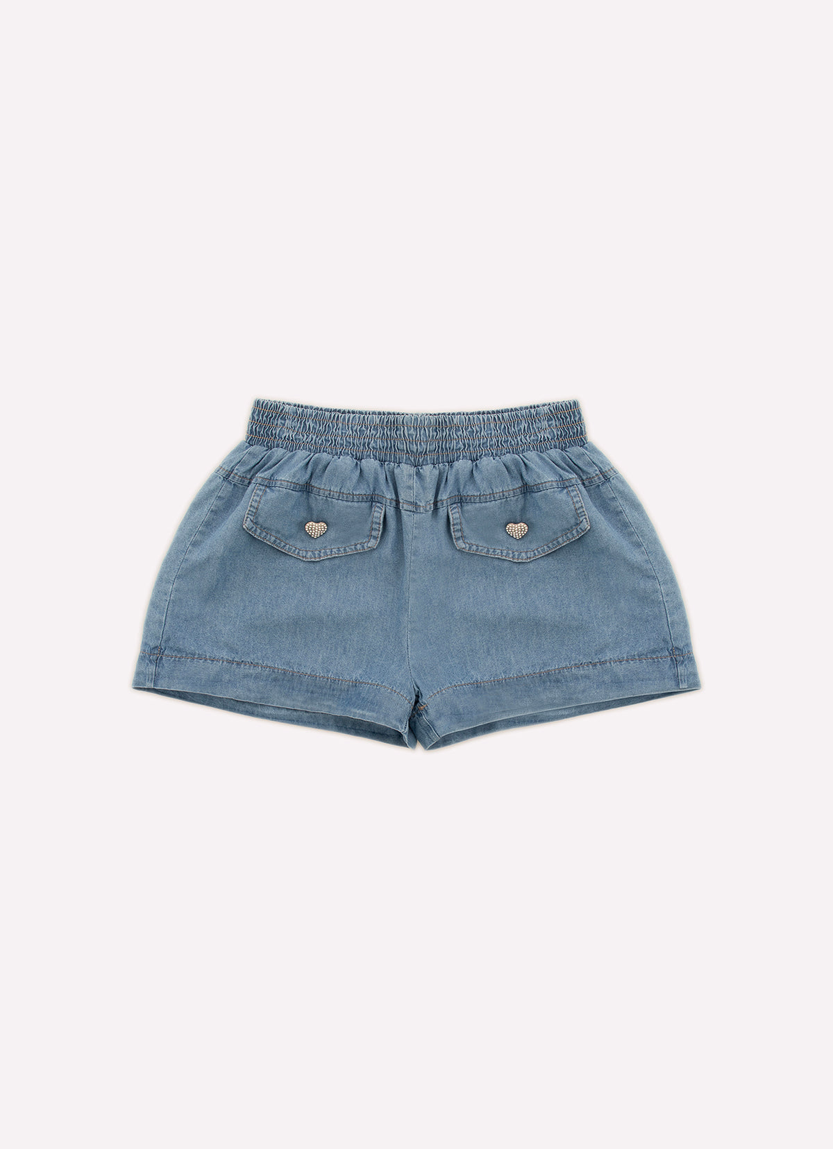 Short Jeans Fino Lapelas Botões Joia