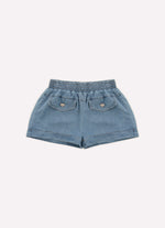 Short Jeans Fino Lapelas Botões Joia