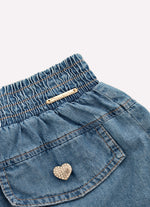 Short Jeans Fino Lapelas Botões Joia