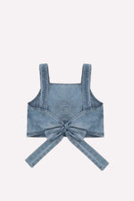 Blusa Cropped Jeans Fino Maxi Flor Cristais
