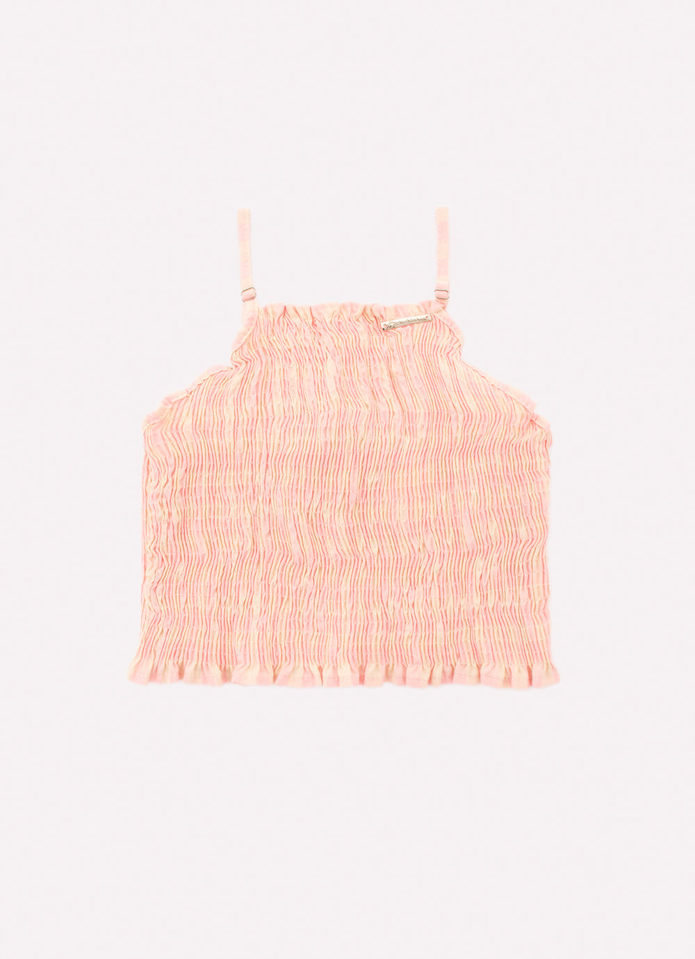 Blusa Cropped Alça Algodão Xadrez Lastex