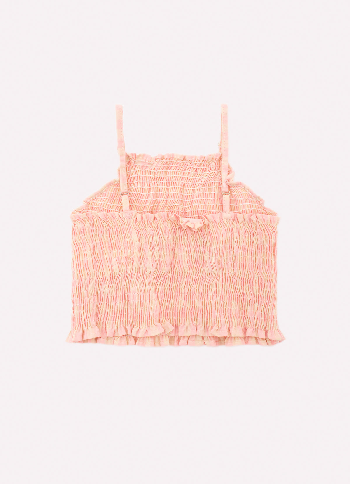 Blusa Cropped Alça Algodão Xadrez Lastex
