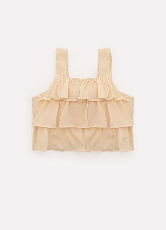 Blusa Cropped Algodão Babados