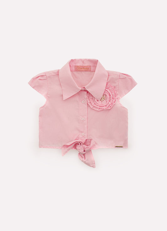 Camisa Algodão Nózinho Maxi Flor Bordada