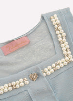 Colete Cropped Moletom Bordados Botões Joia