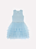 Vestido Ribana Saia Babados Tule Com Cinto