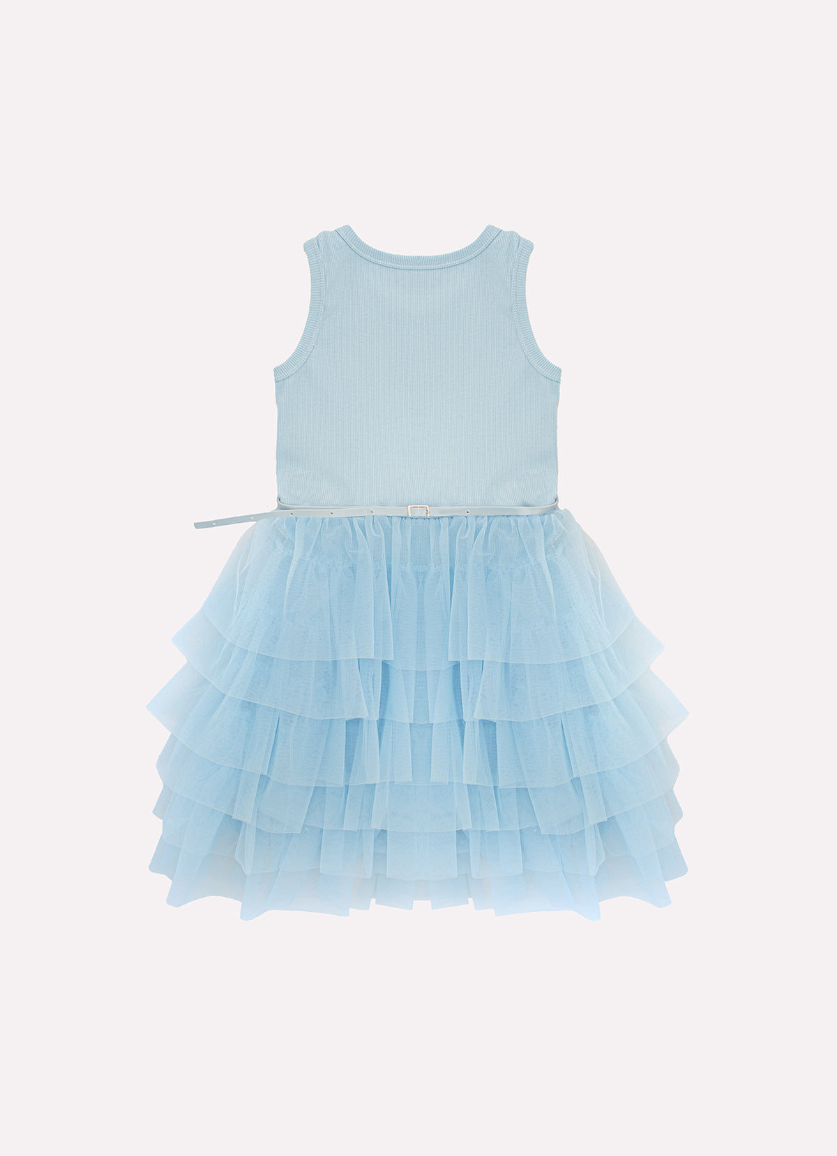 Vestido Ribana Saia Babados Tule Com Cinto