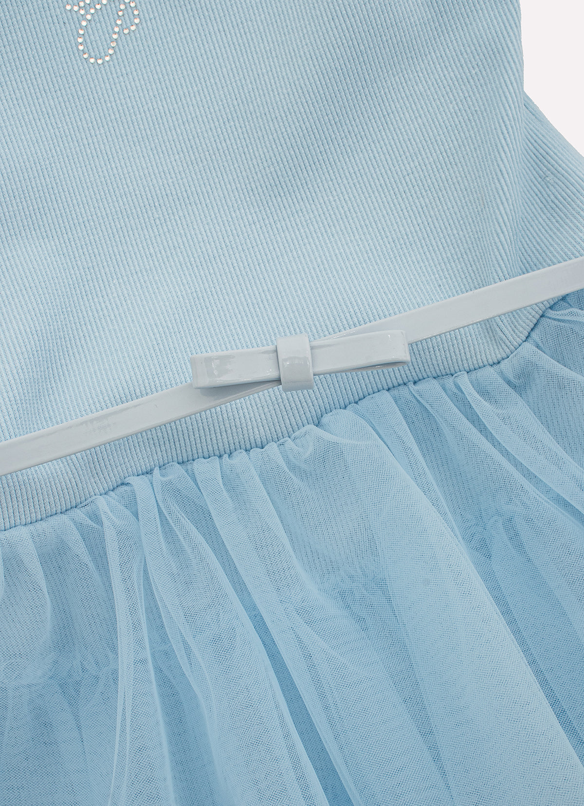 Vestido Ribana Saia Babados Tule Com Cinto