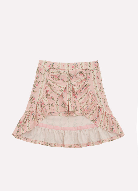 Saia Short Light Estampado Mullet Babado