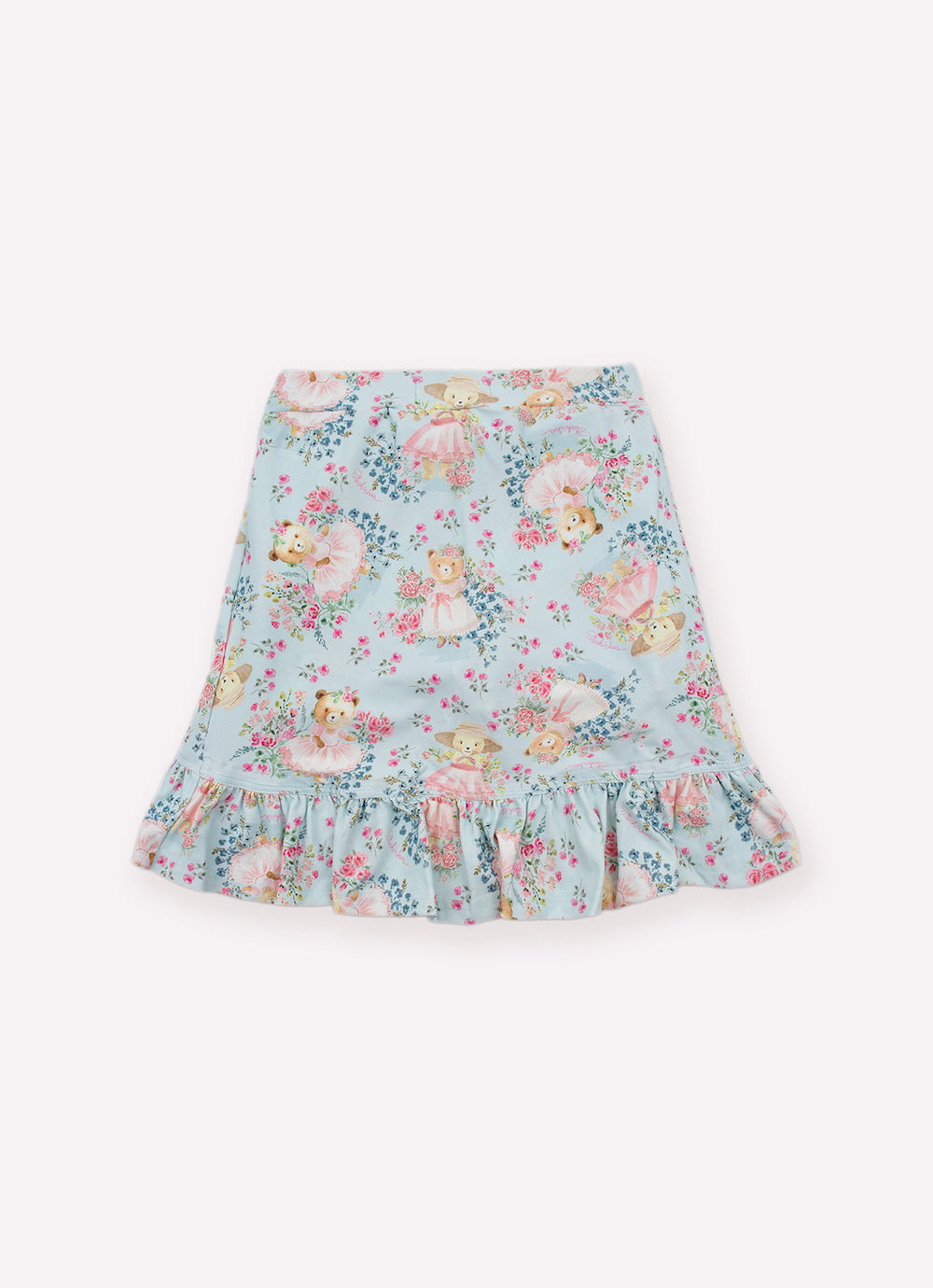 Saia Short Light Estampado Mullet Babado