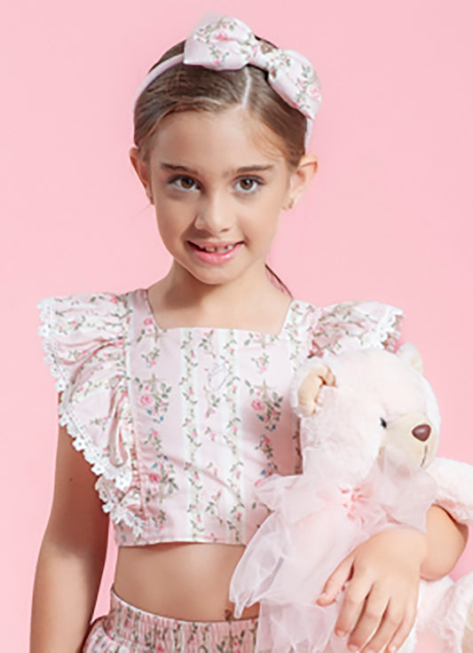 Blusa Cropped Algodão Flores