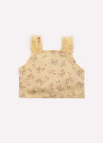 Blusa Cropped Algodão Estampado Floral Alças Tule