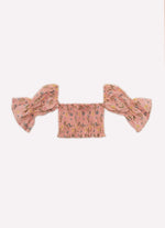 Blusa Cropped Algodão Estampado Multi Flores Manga Solta