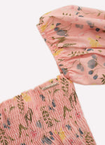 Blusa Cropped Algodão Estampado Multi Flores Manga Solta