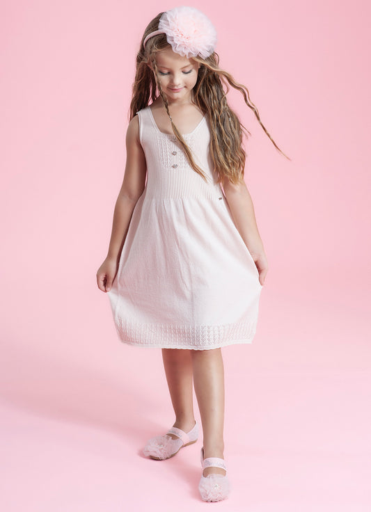 Vestido Tricot Sem Costura Botões Joia