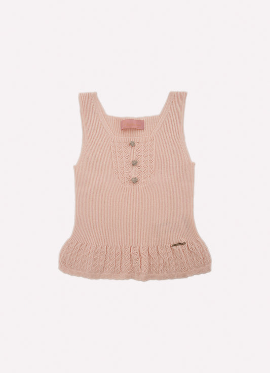 Regata Tricot Sem Costura Babado Rendado