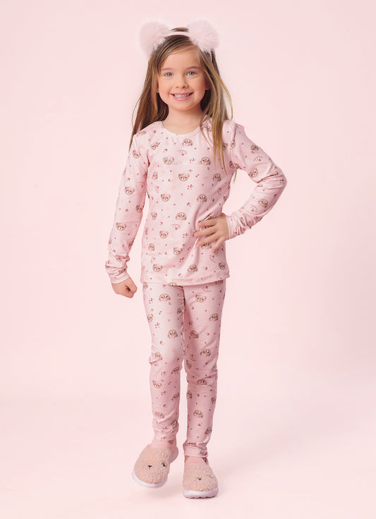 Tênis Knit Pele Carneirinho Ursinha Bordada