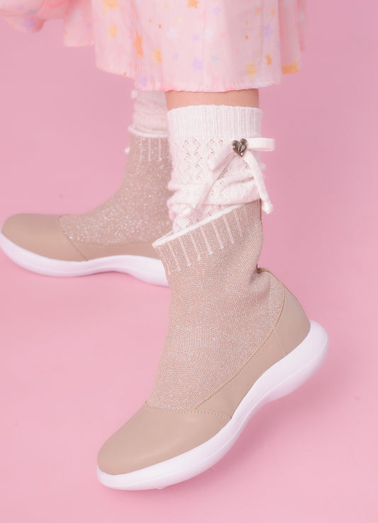 Bota Knit Biqueira Couro