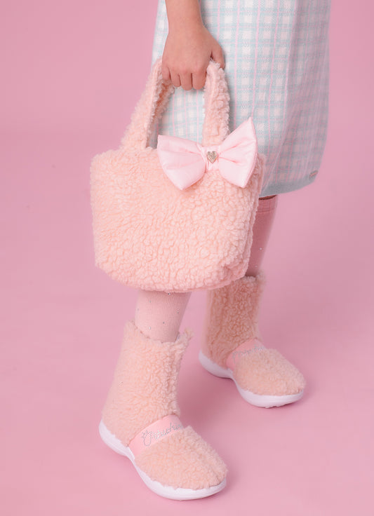 Bolsa Pele Carneirinho Laço Puffer