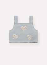 Blusa Cropped Jeans Fino Gruipir Bordado Couture
