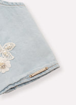 Blusa Cropped Jeans Fino Gruipir Bordado Couture