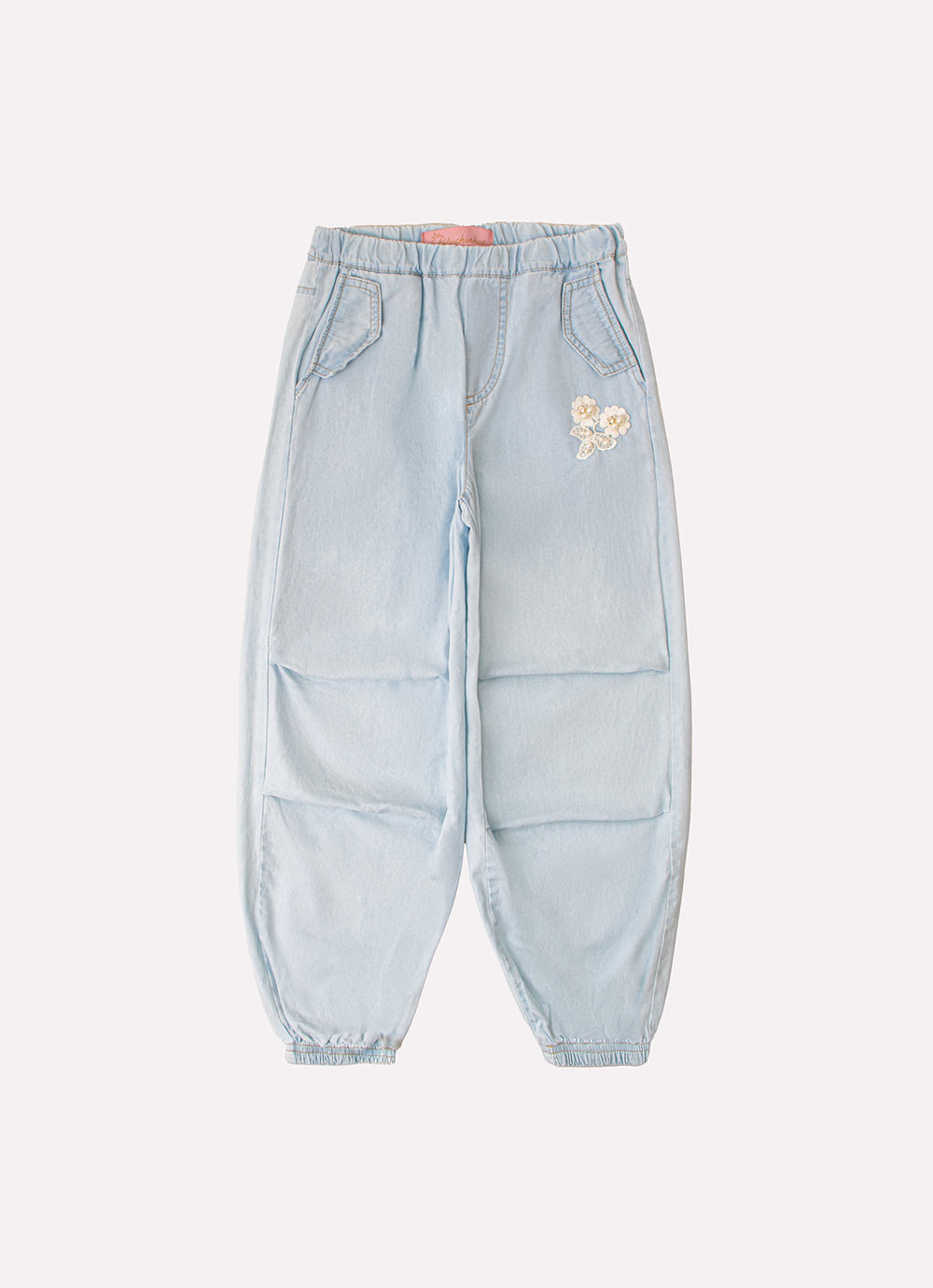 Calça Jeans Fino Guipir Bordado Couture