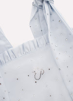 Blusa Croppd Tricoline Laços Ombros Cristal