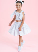 Saia Short Tricoline Babado Cristais