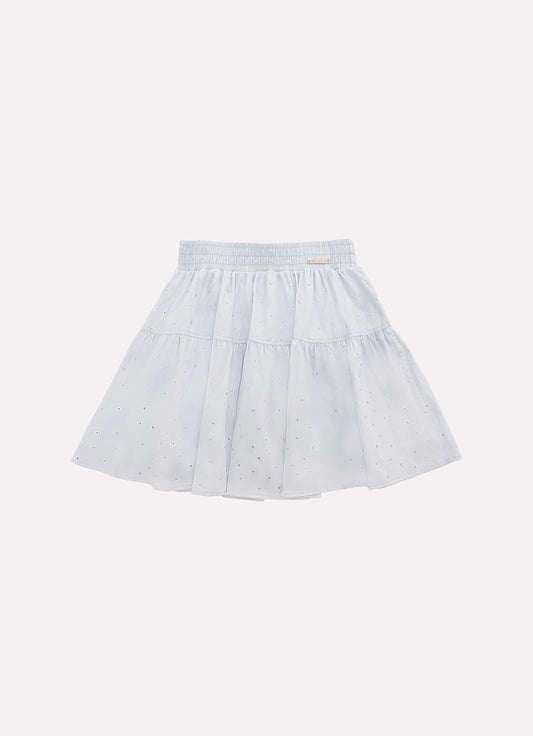 Saia Short Tricoline Babado Cristais