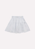 Saia Short Tricoline Babado Cristais