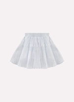 Saia Short Tricoline Babado Cristais