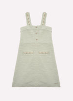 Vestido Moletom Boucle Bordados Alças e Bolsos