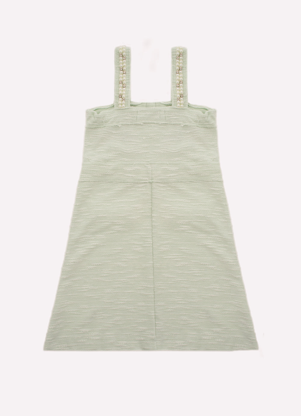 Vestido Moletom Boucle Bordados Alças e Bolsos
