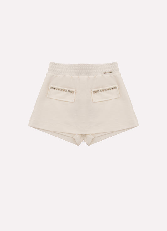Saia Short Moletom Bordado Couture