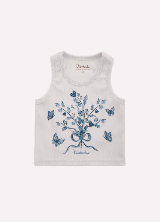 Regata Cropped Ribana Bouquet Fores e Borboletas Cristal