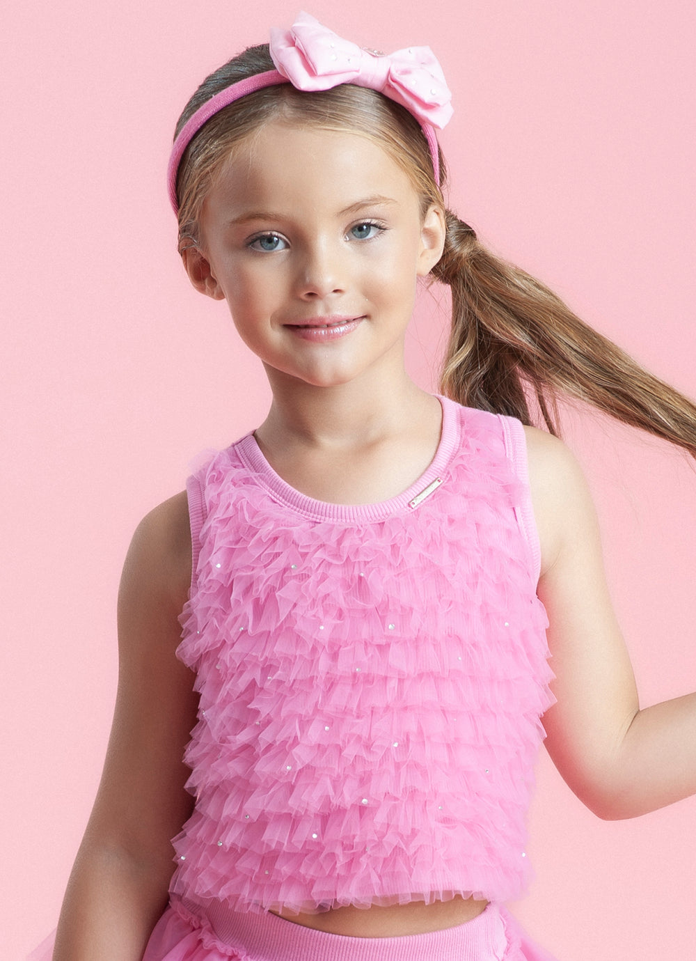 Regata Cropped Ribana Frufru Tule Cristais