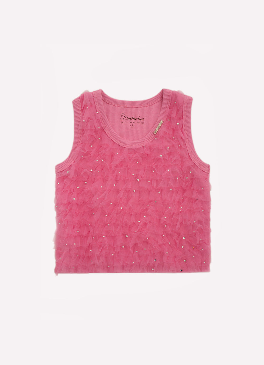 Regata Cropped Ribana Frufru Tule Cristais