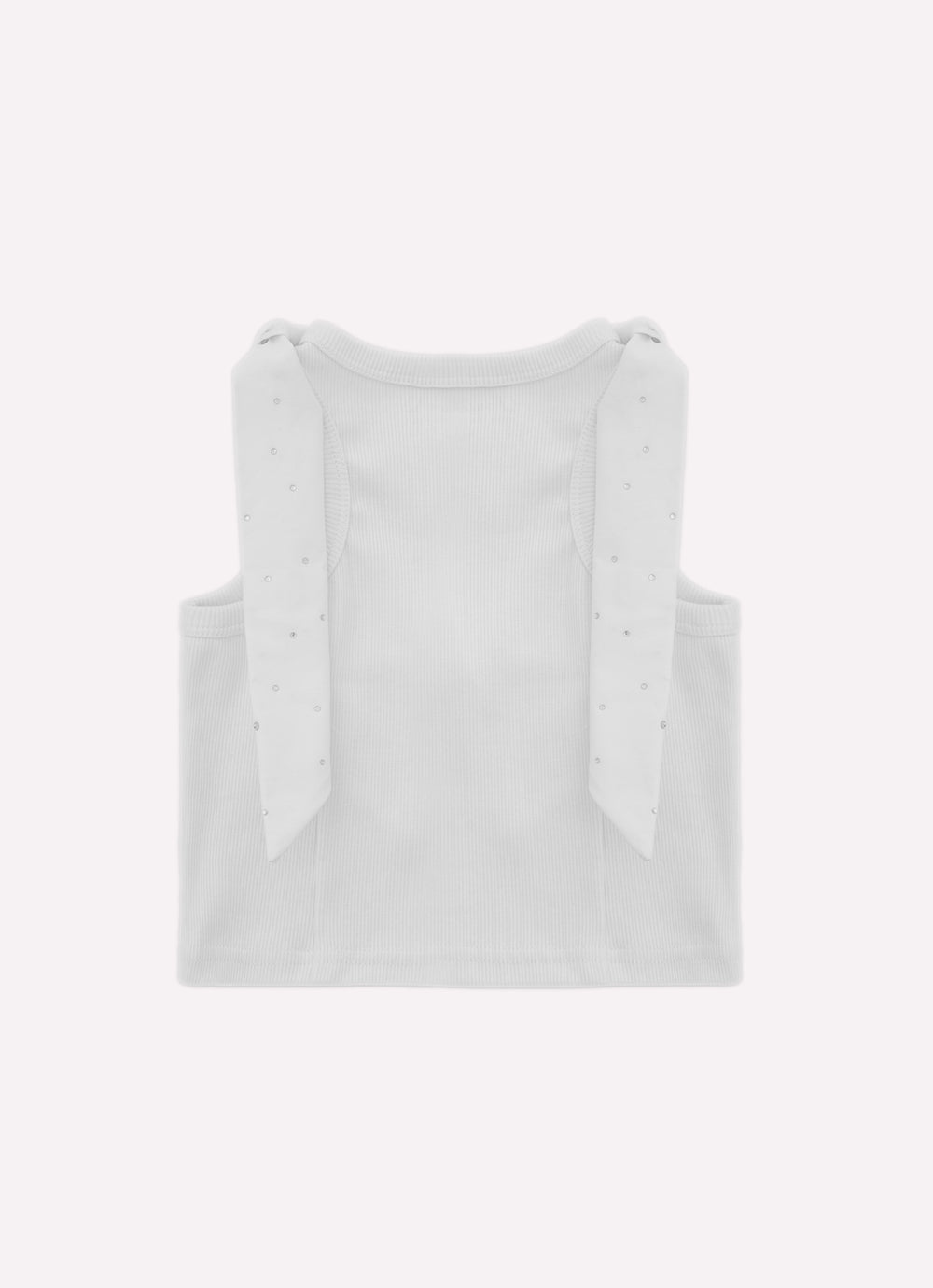 Blusa Cropped Ribana Laços Ombros Cristal