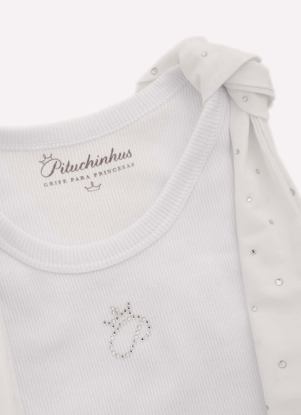 Blusa Cropped Ribana Laços Ombros Cristal
